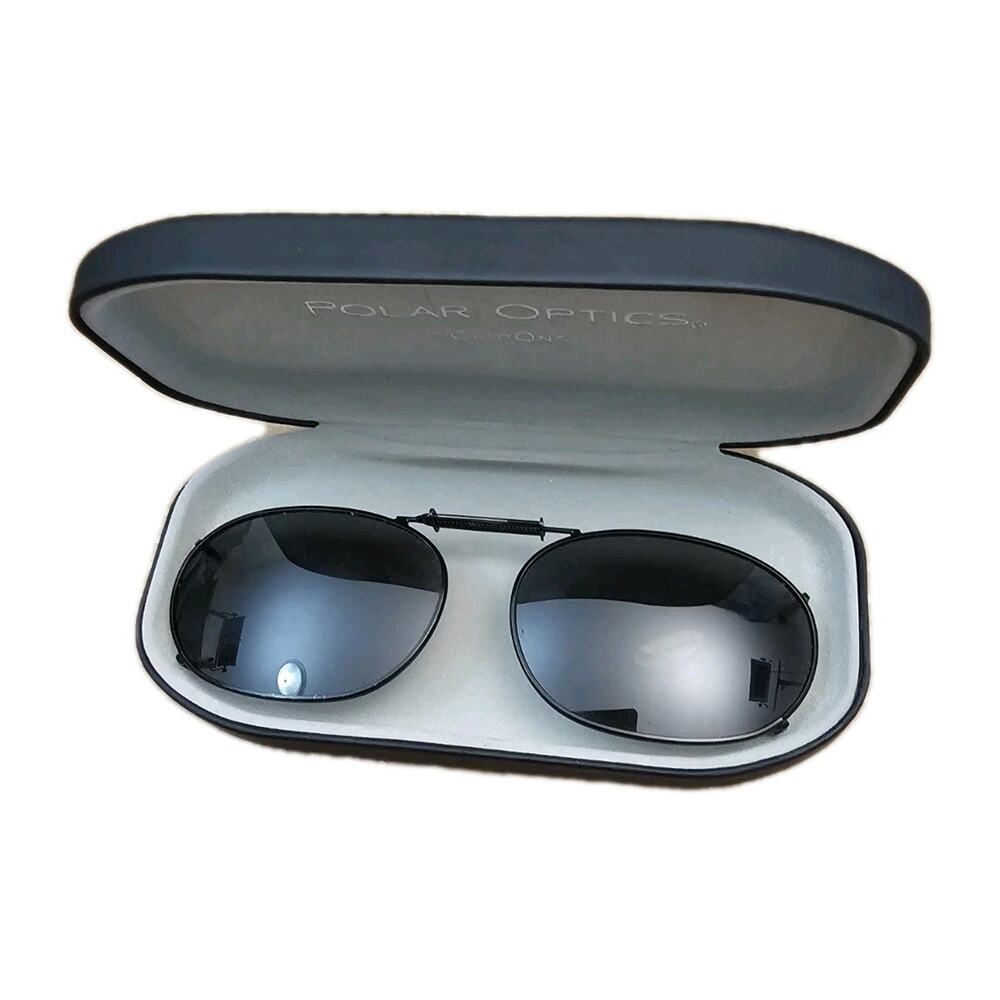 Polar Optics Polarized Clip On Expandable Sunglasses With Clam Shell Hard Case
